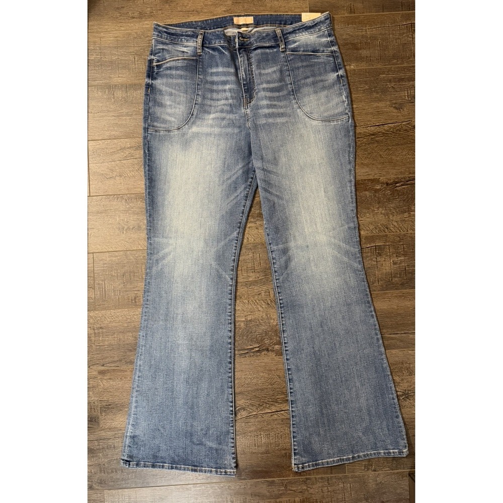 NWT Women's KUT From The Kloth High Rise Ana Fab AB Flare Jeans sz 18 dark blue